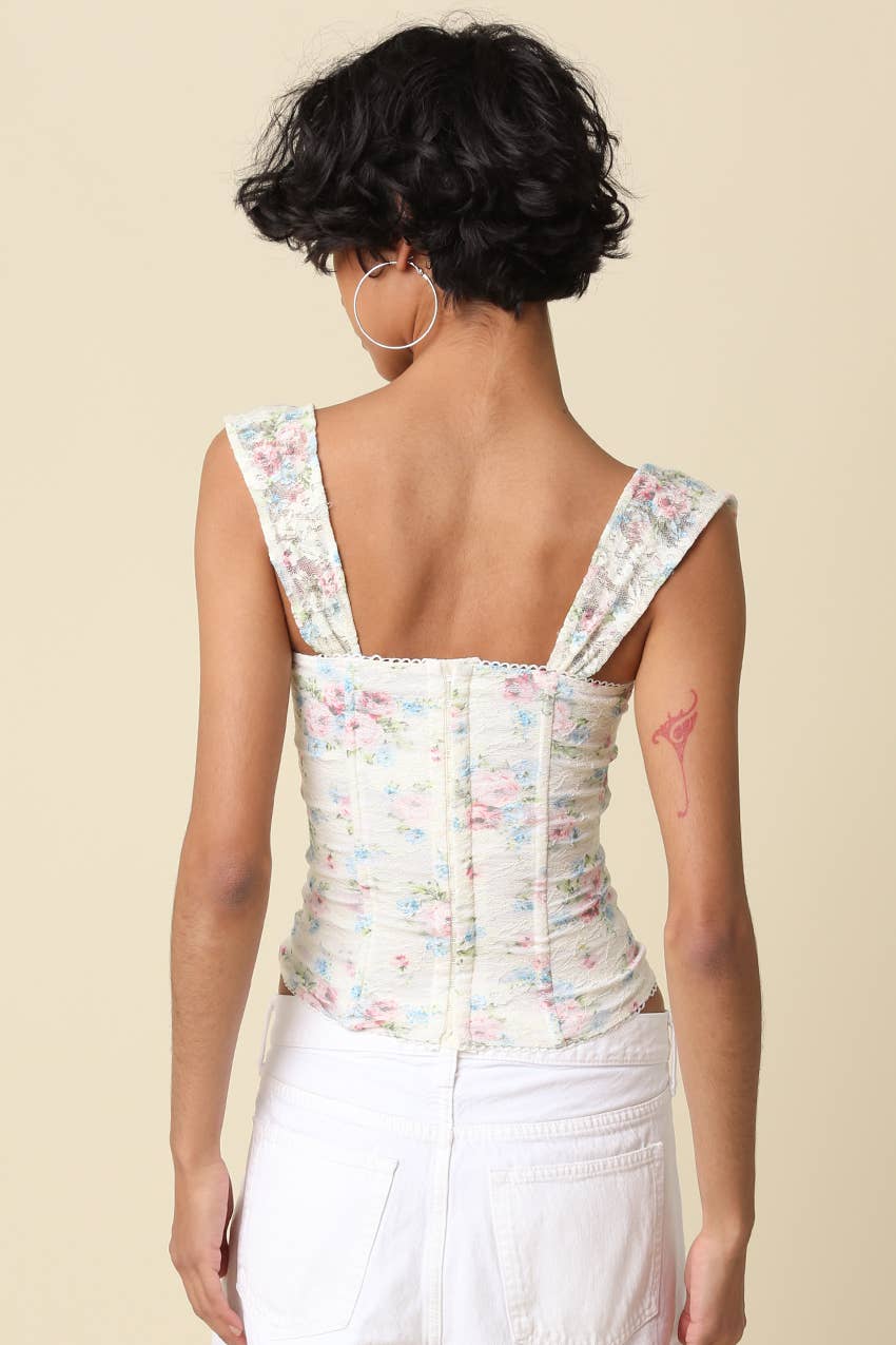 Lorna | Floral Structured Square-Neck Top