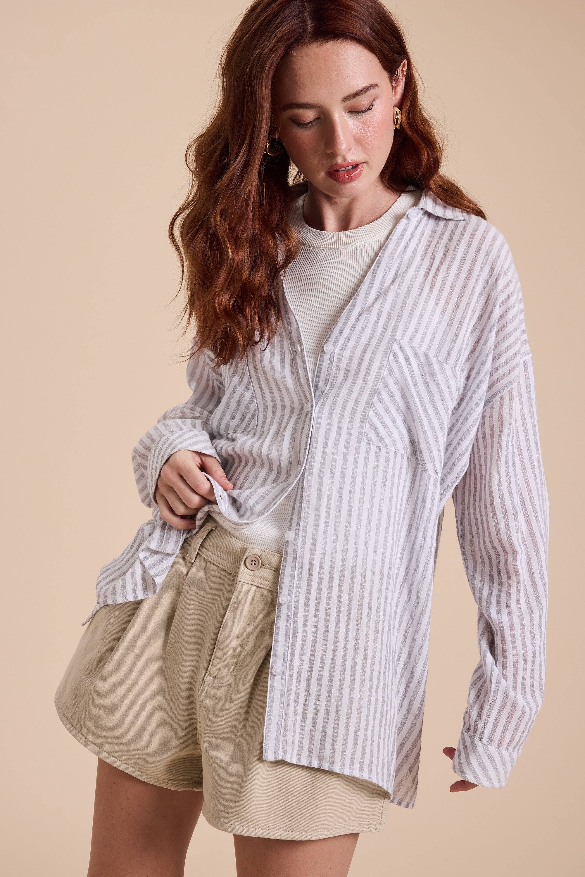 Millionaire Mommy | 100% Cotton Striped Pattern Button Down Shirt