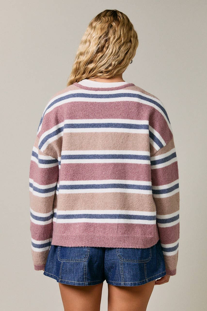 Ember | Long Sleeve Striped Soft Cardigan