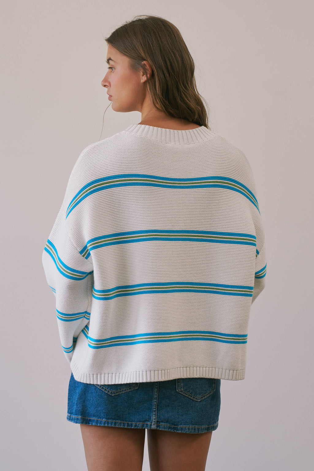 Angelina | 100% Cotton Textured Stripe Pullover Sweater
