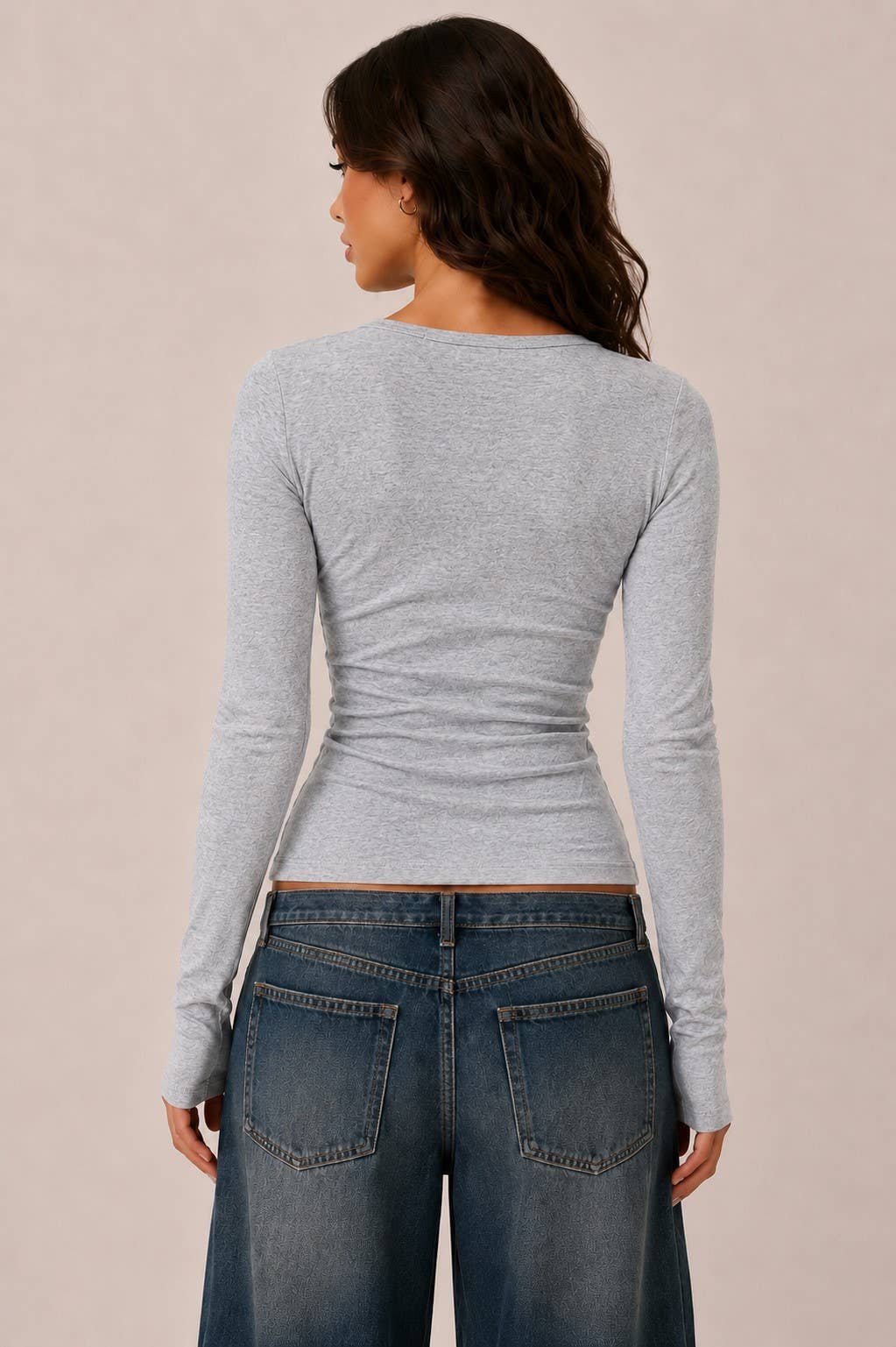 Brooke | Long Sleeve Crew Neck Button Henley Top