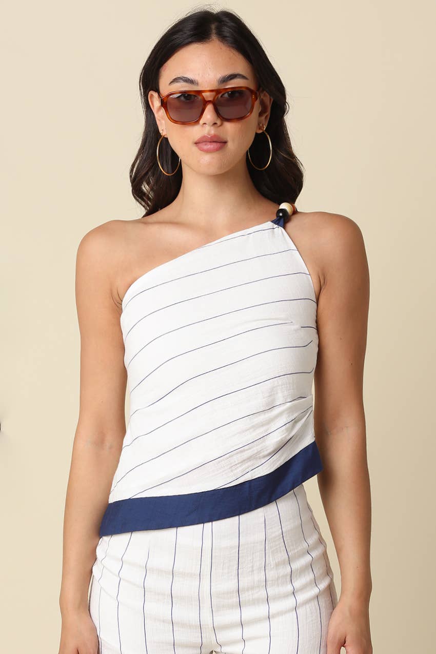 Deanna | One-Shoulder Stripe Top