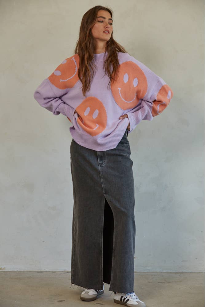 Briar | Woven Denim Washed Cut Off Midi Skirt