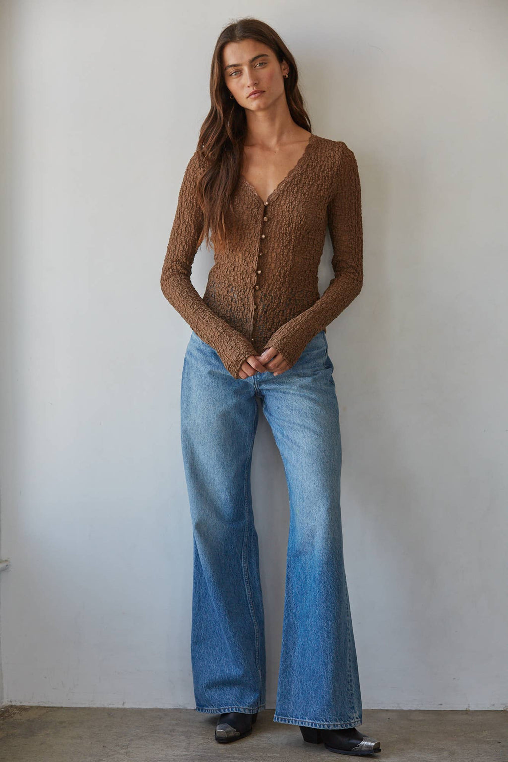 Marlowe | Lace Button Down Top