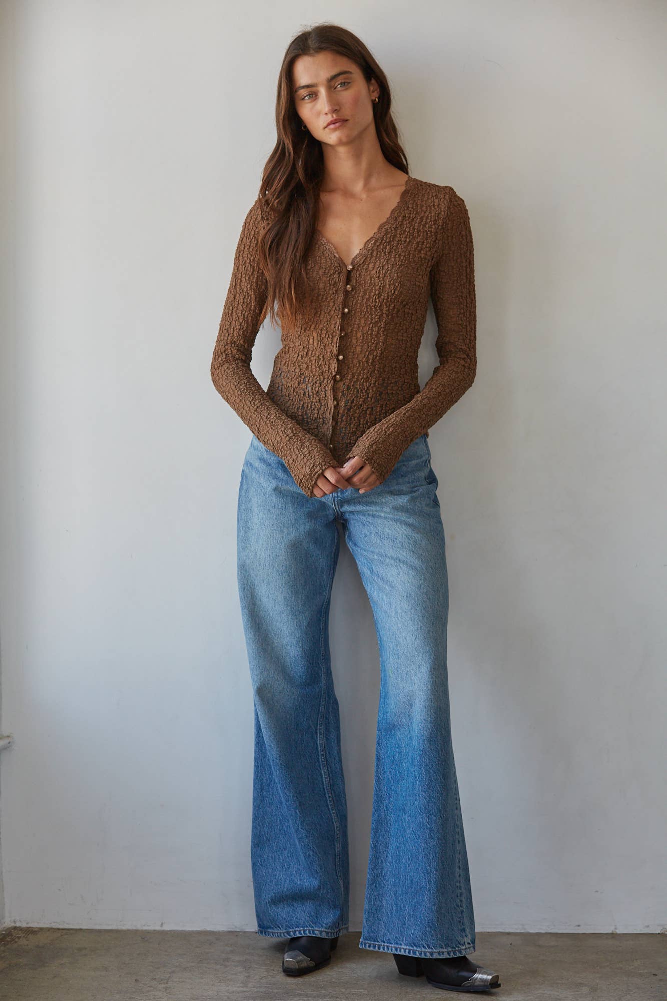 Marlowe | Lace Button Down Top