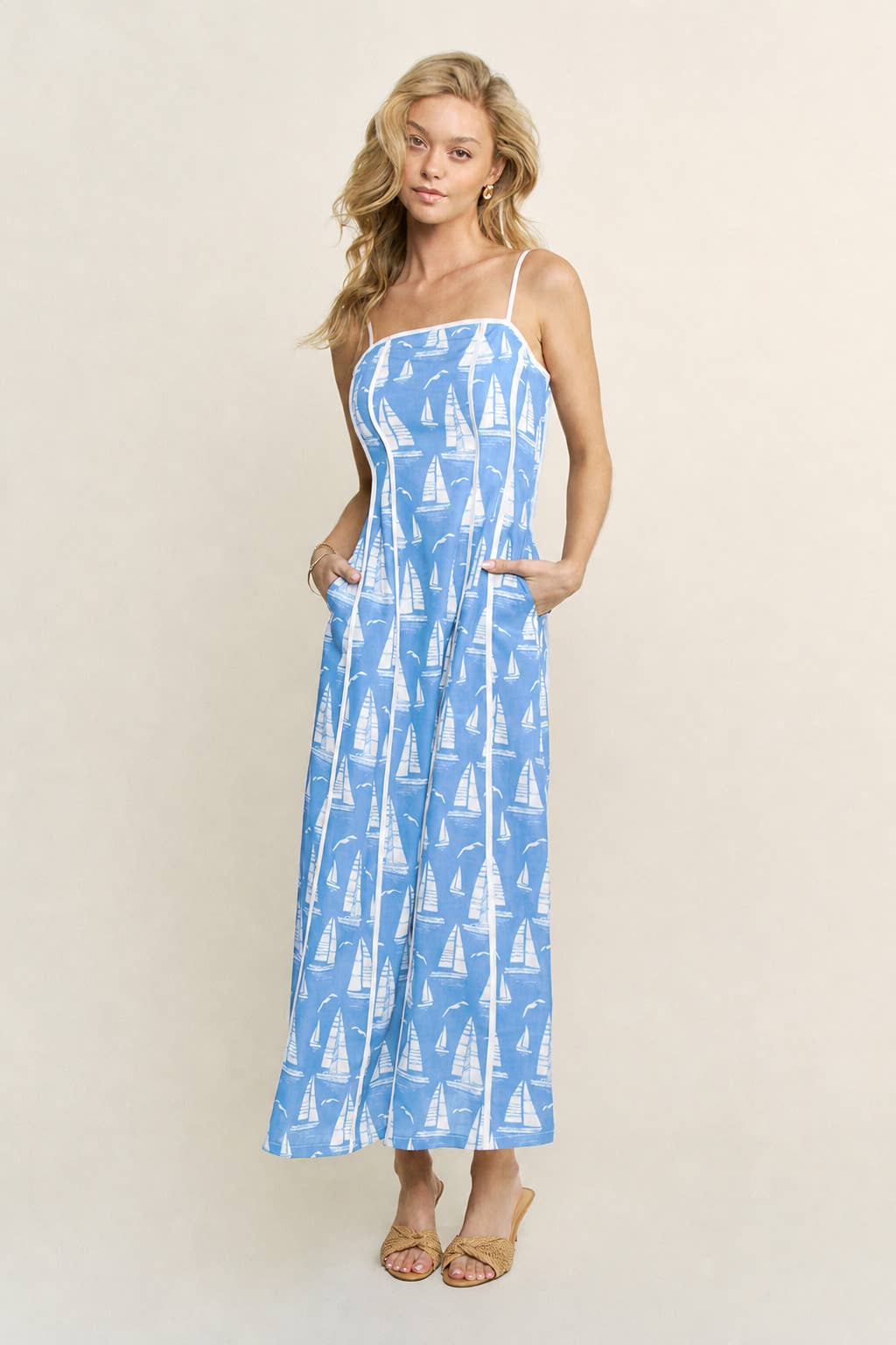 Morning Tide | Piping Detail Maxi Dress