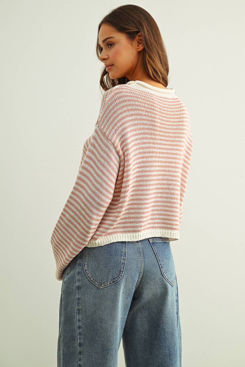Happy | Stripe Button Front Knoit Cardigan