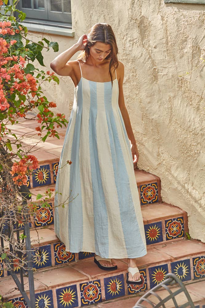 Penelope | Cotton Gauze Pintuck Midi Dress