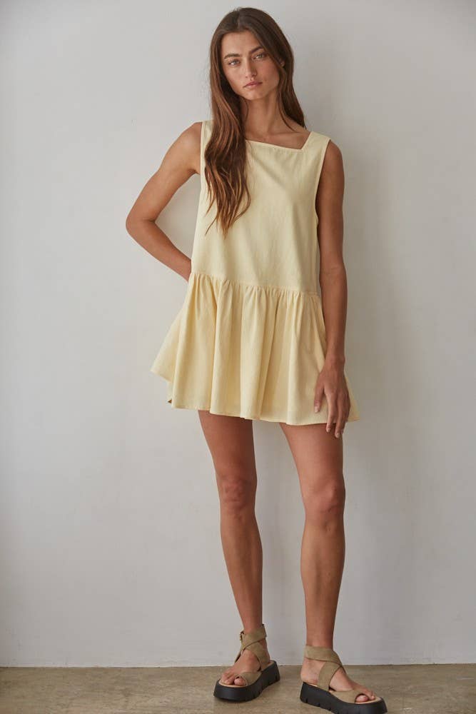 Soleil | Woven Cotton Square Neck Sleeveless Flare