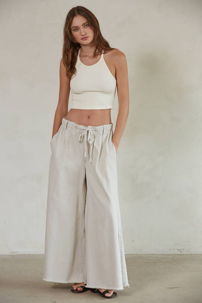 Drew | Cotton Denim Wide Leg Pants