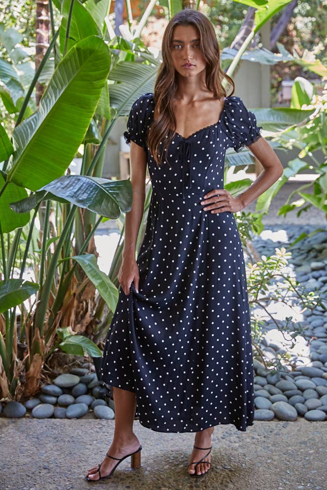 Nyx | Woven Polka Dot Smocked Dress