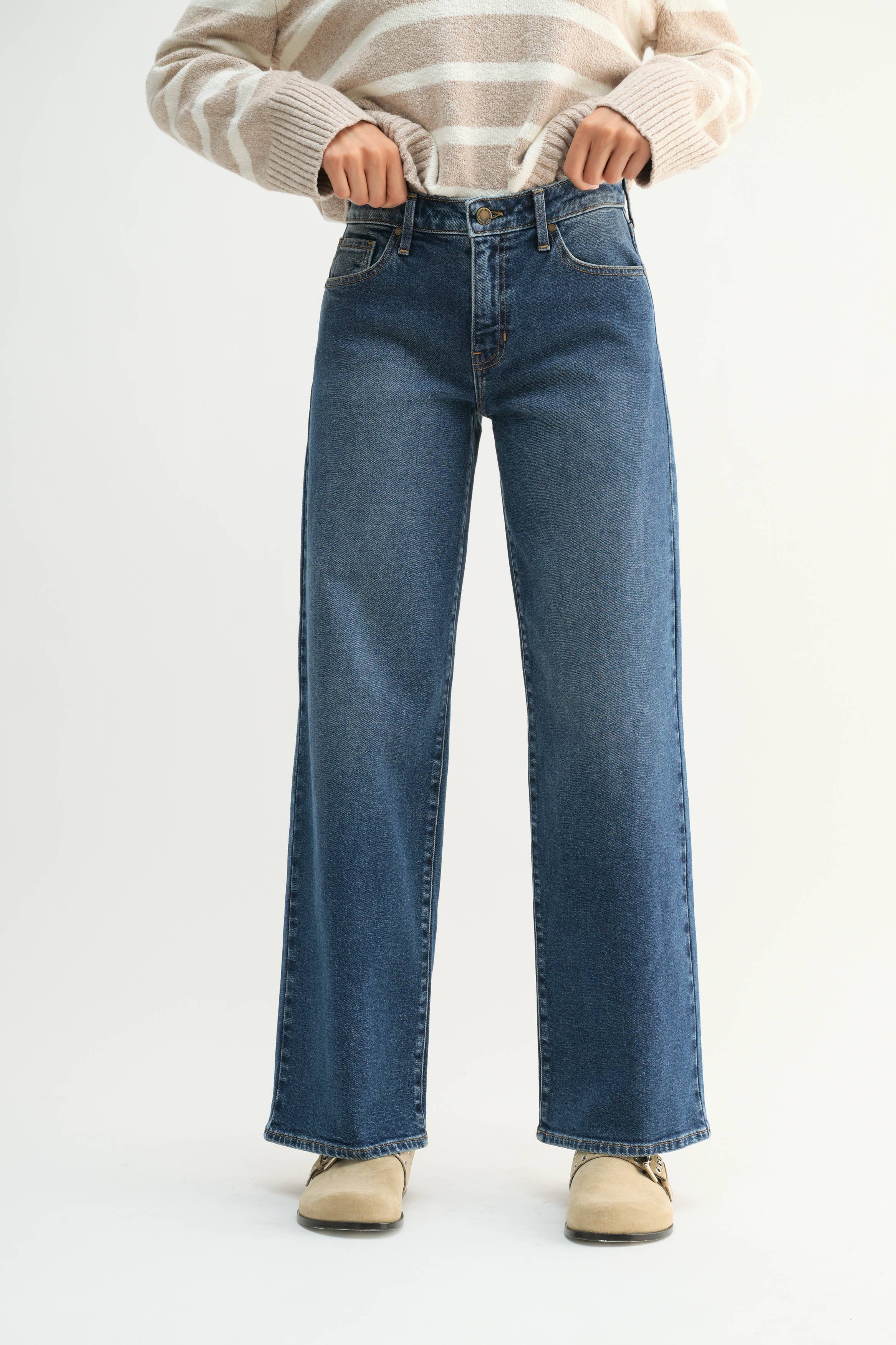 Samantha | Mid Rise Slim Wide Leg