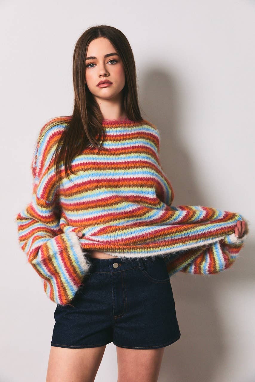 Jennifer | Chunky Knit Multi Striped Sweater
