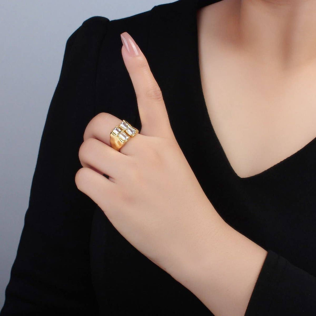 S. 6 24K Gold Filled Double Baguette Signet Wrap