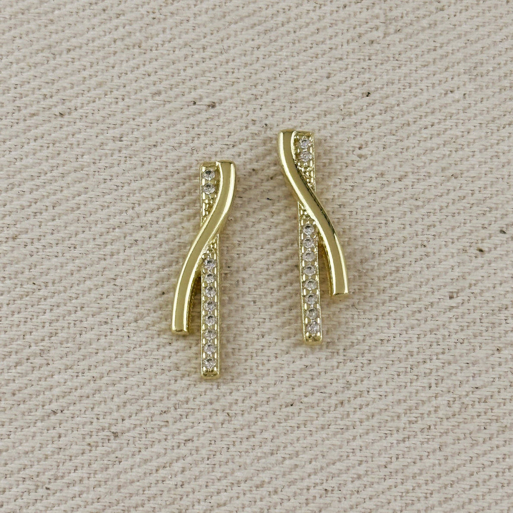 Liv | 18k Gold Filled Curve Bar CZ Earrings