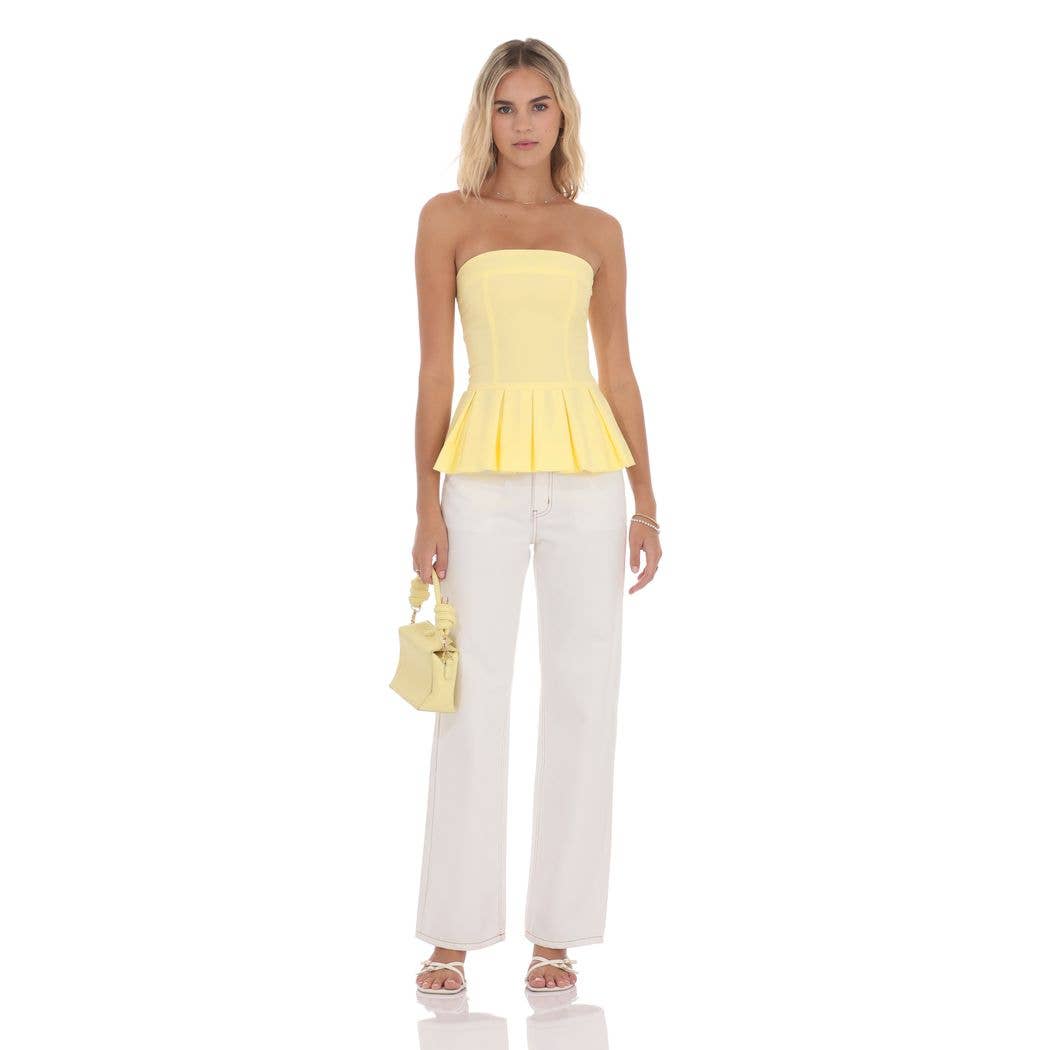 Winnie | Strapless Peplum Top in Yellow