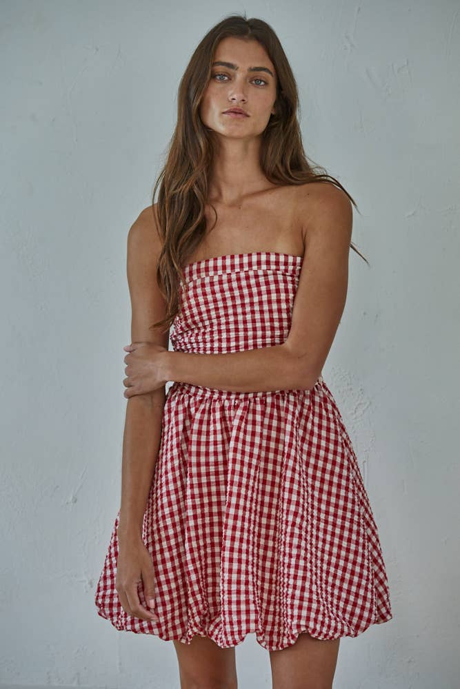 Kylee | Gingham Mini Tube Dress