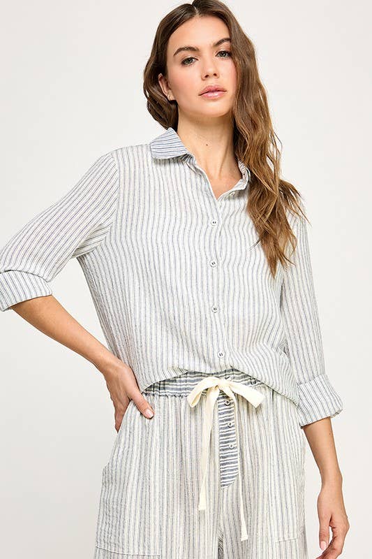 Jessica | 100% Cotton Soft Washed Stripe Shirt