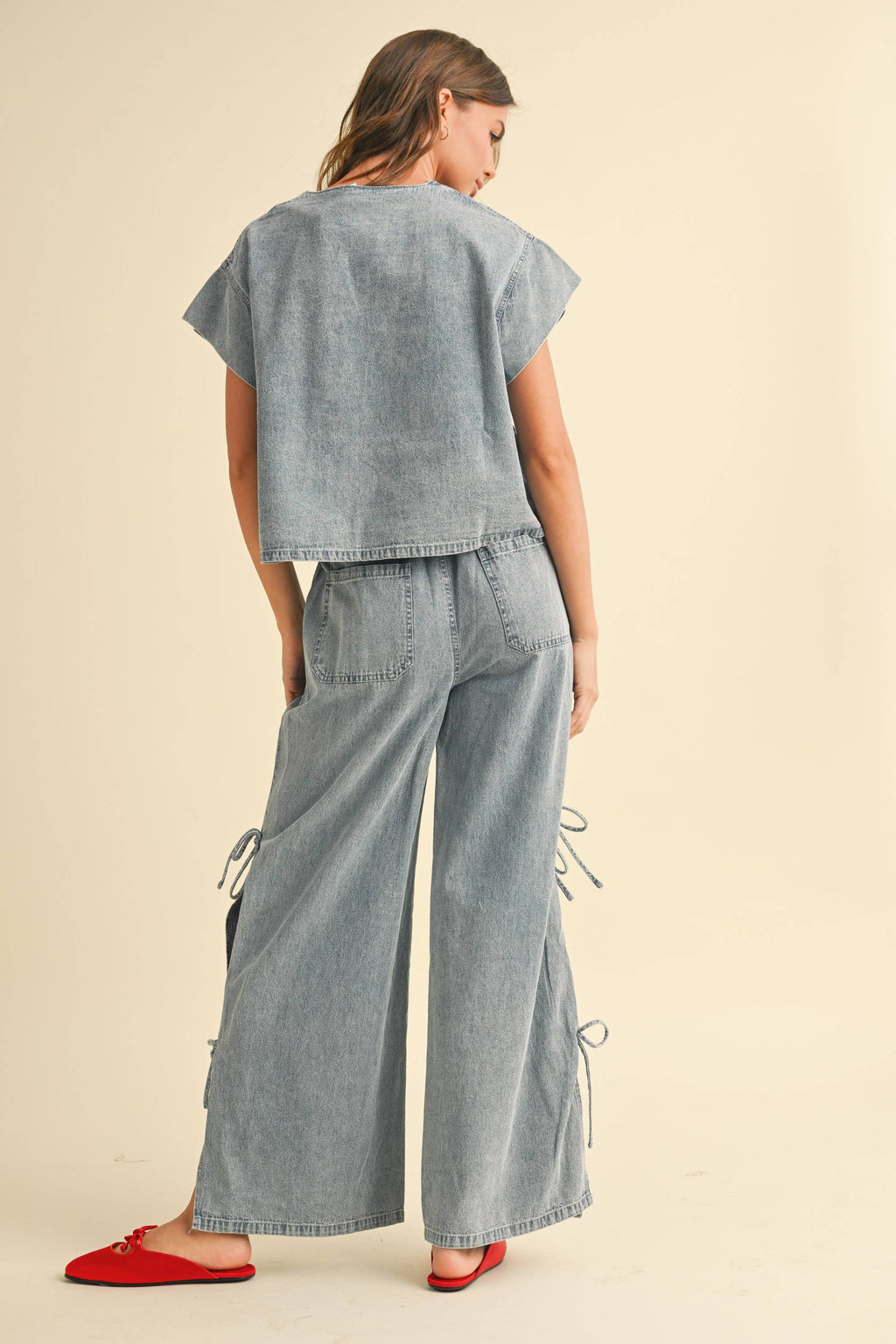 Indigo | Denim Tied On The Side Pants
