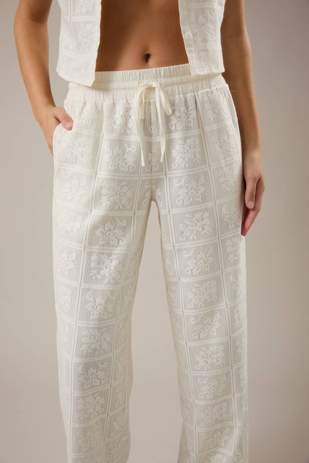 Lane | Low Rise Crochet Wide Leg Pants