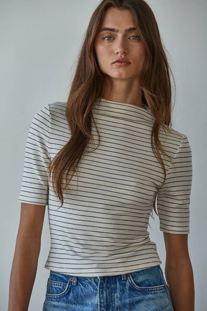 Marlo | Knit Mock Neck Short Sleeve Top