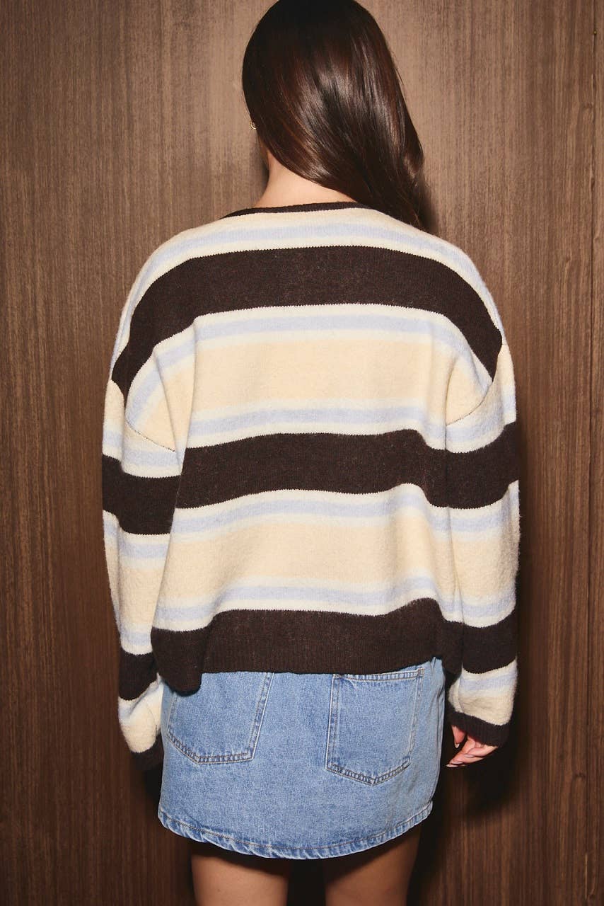 Ember | Long Sleeve Striped Soft Cardigan