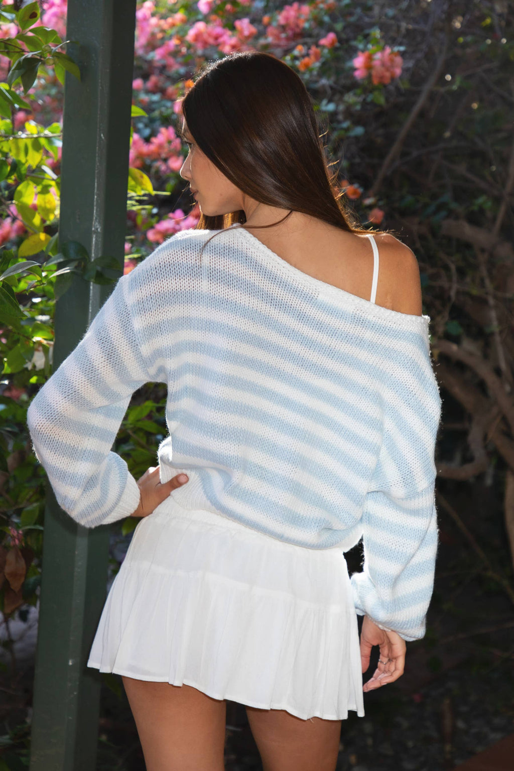 Paisey | Striped Knit Off The Shoulder Sweater