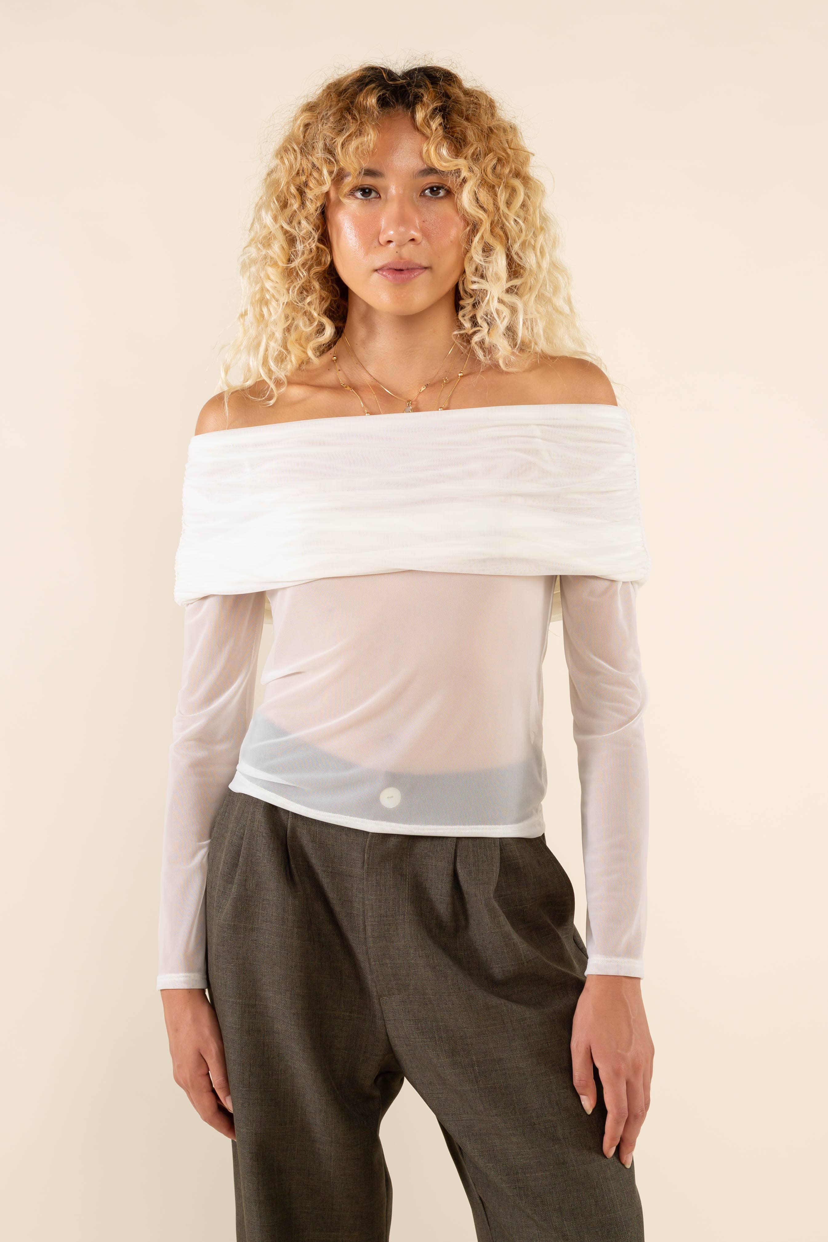 Sidra | Off Shoulder Mesh Top