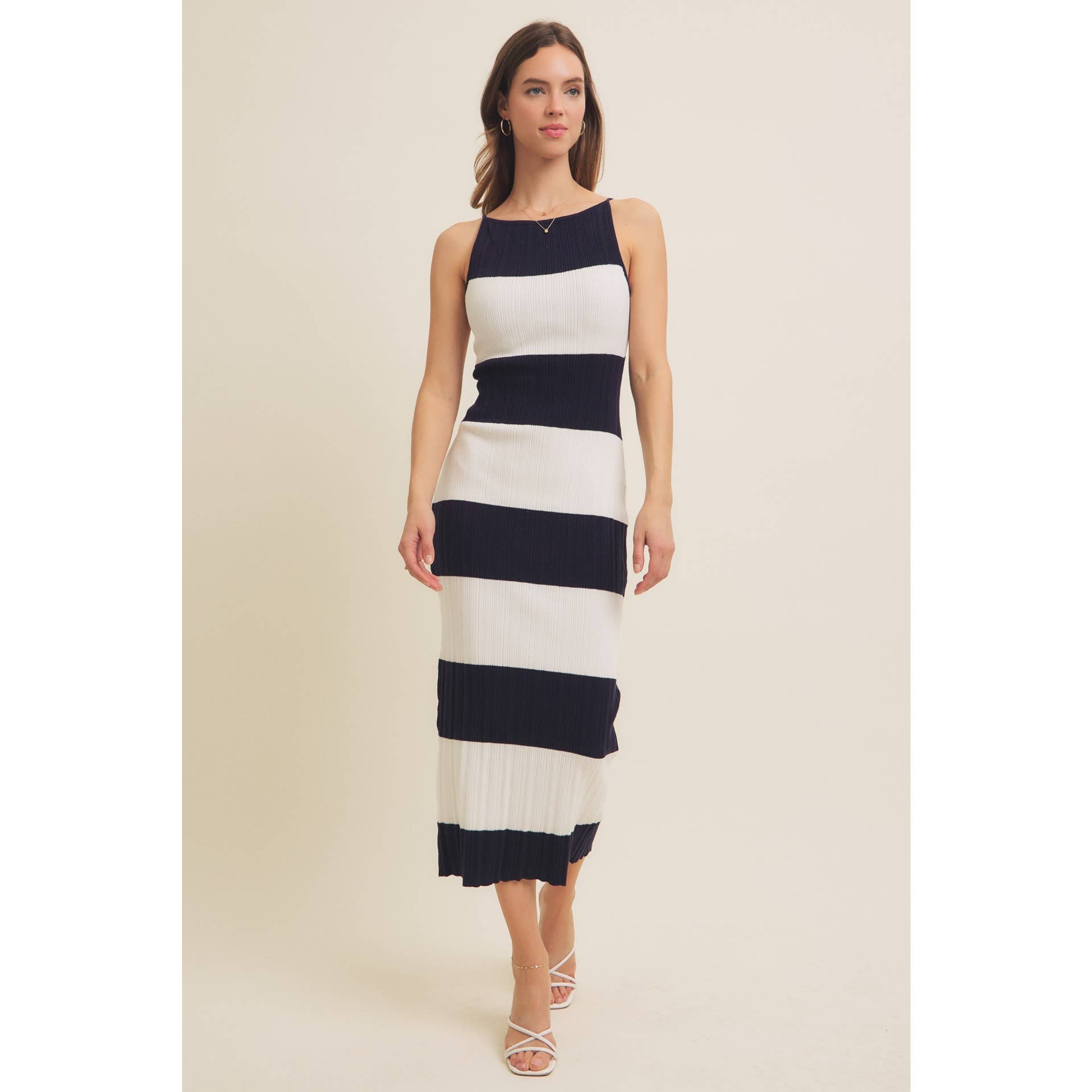 Stretchy Rib Sweater Midi Dress