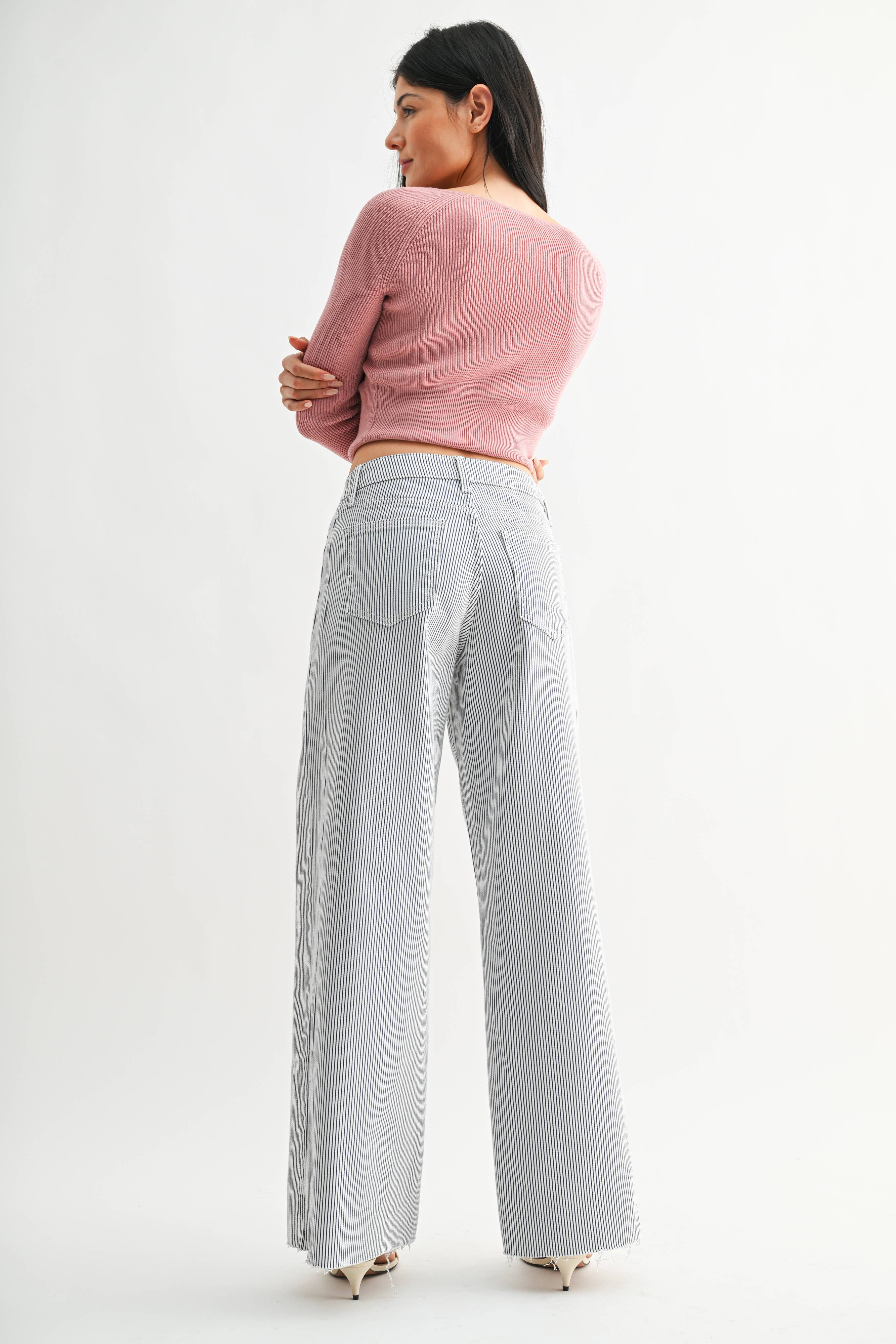 Anastacia | Striped Wide Leg Jeans