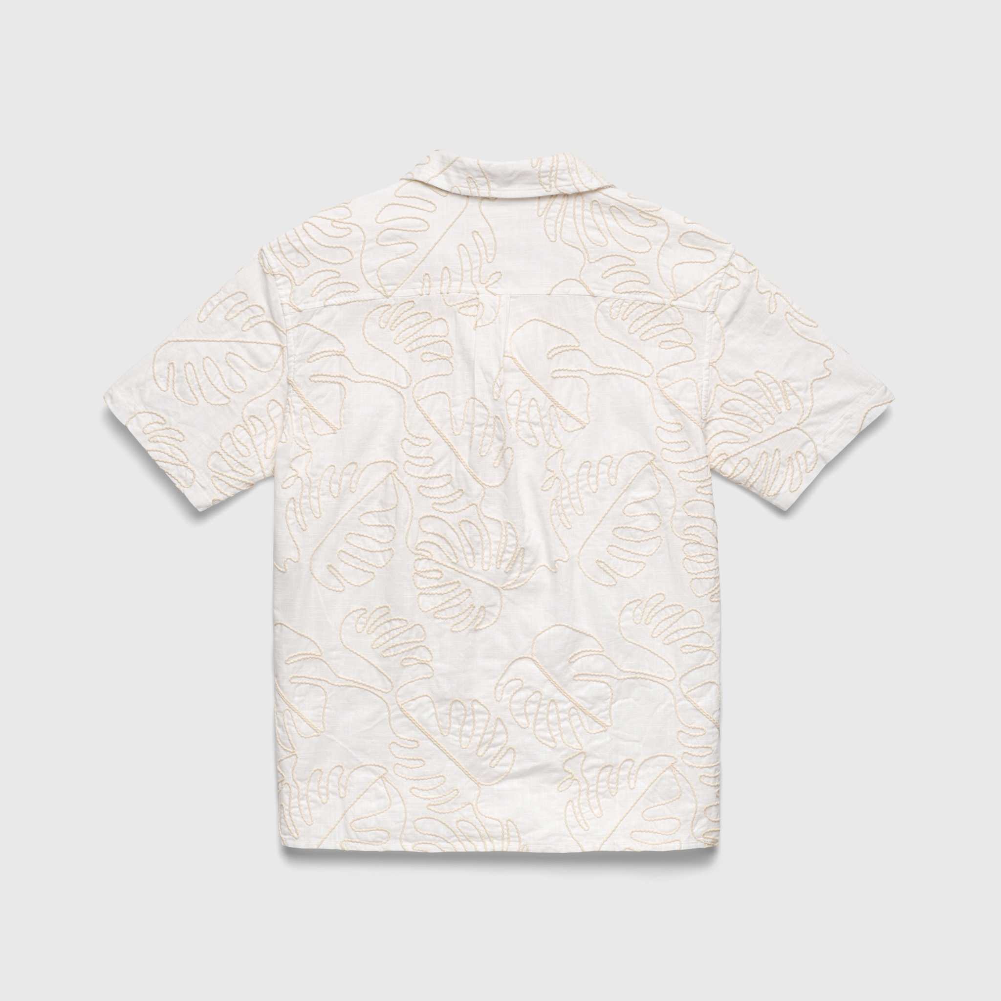 Beau | Leaf Embroidery Camp Collar Shirt