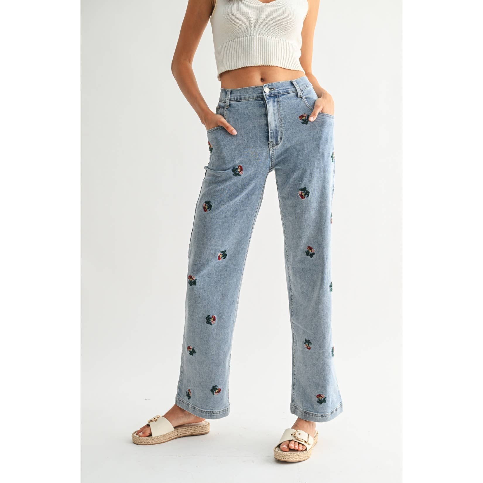 Maeve | Exquisite Embroidered Denim Jeans