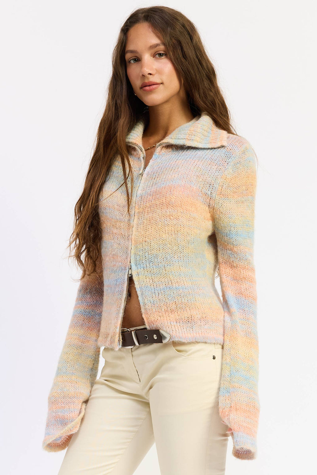 Lemon Sorbet | Knitted Turtle Neck Zip Up