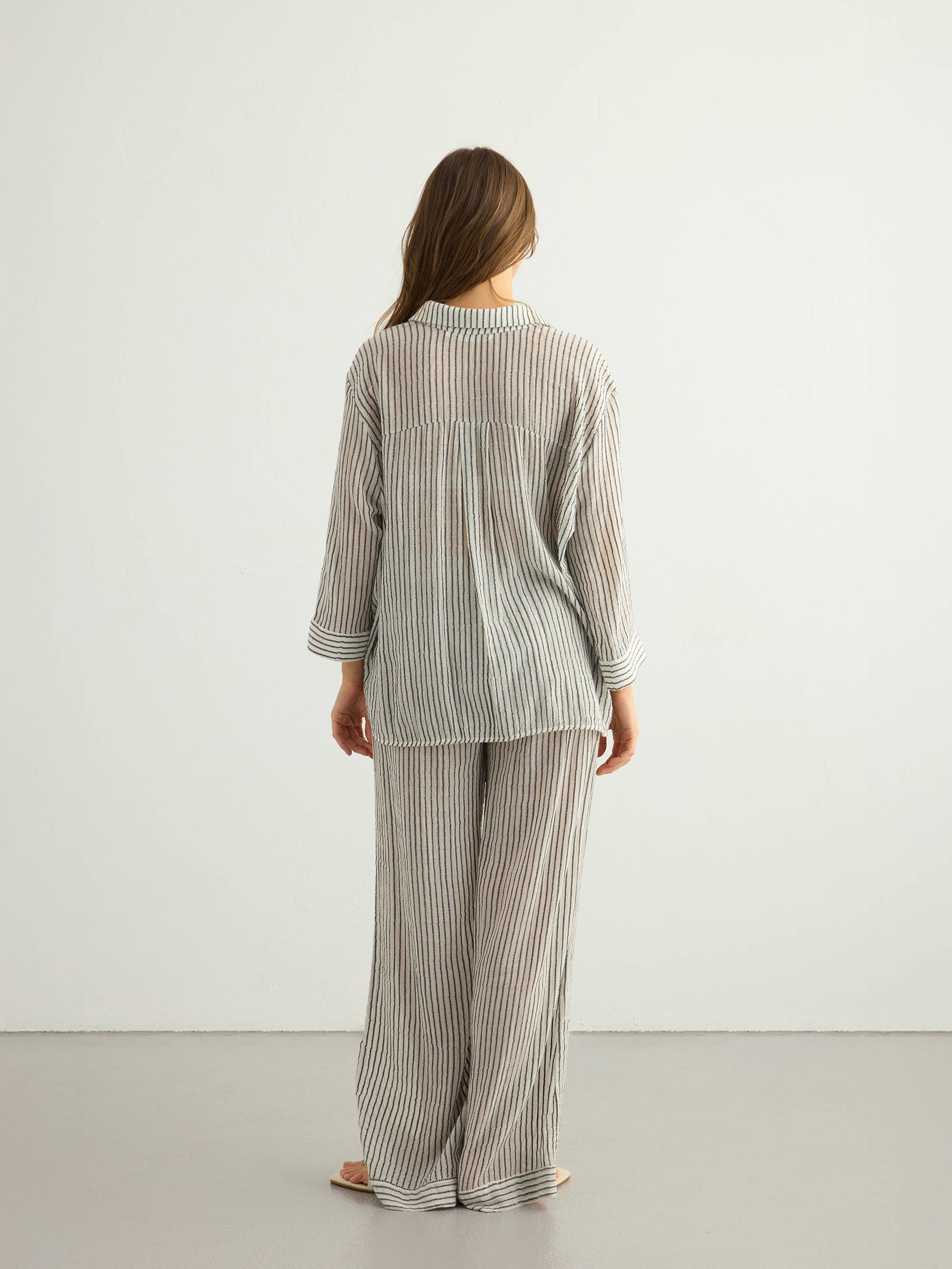 Voyage Set 100% Textured Cotton | Black Stripes