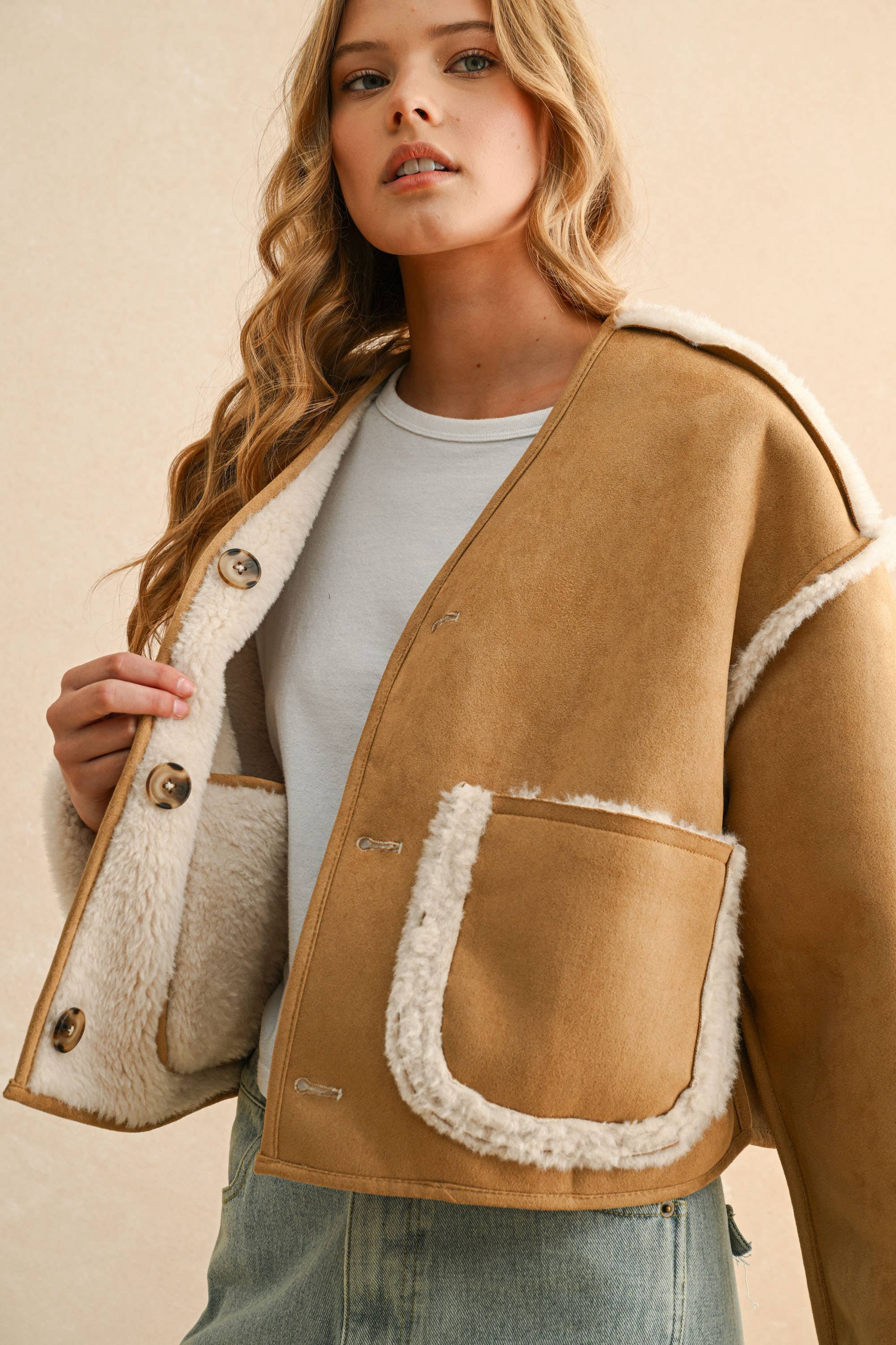 Jamie | Sherpa and Suede Reversible Jacket