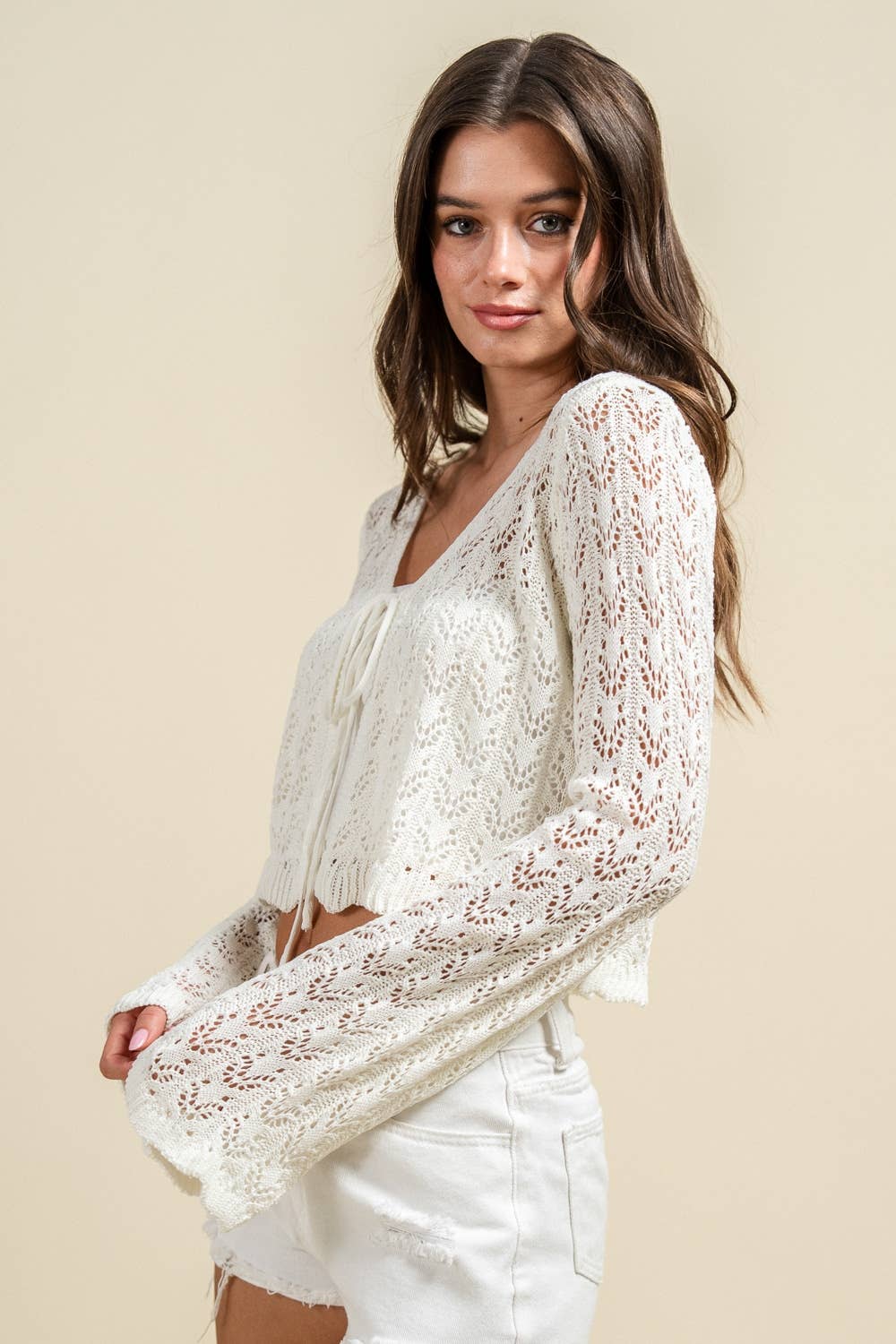 Stella | Crochet Open Knit Crop Cardigan