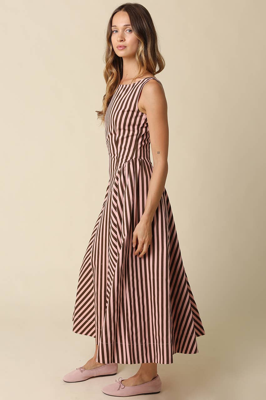 Cocoa | 100% Cotton Stripe Maxi Dress