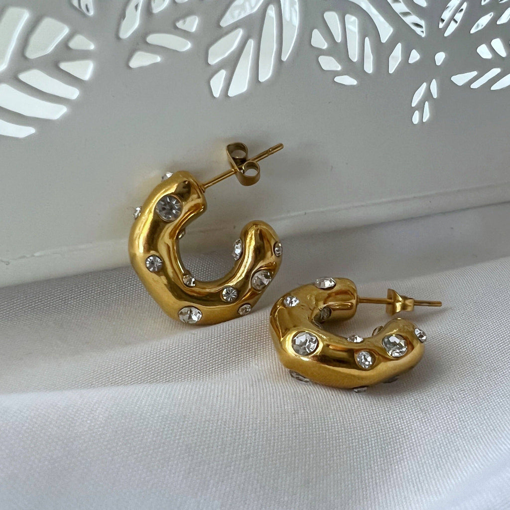 Dazzle Hoops | CZ Chunky Gold Hoops