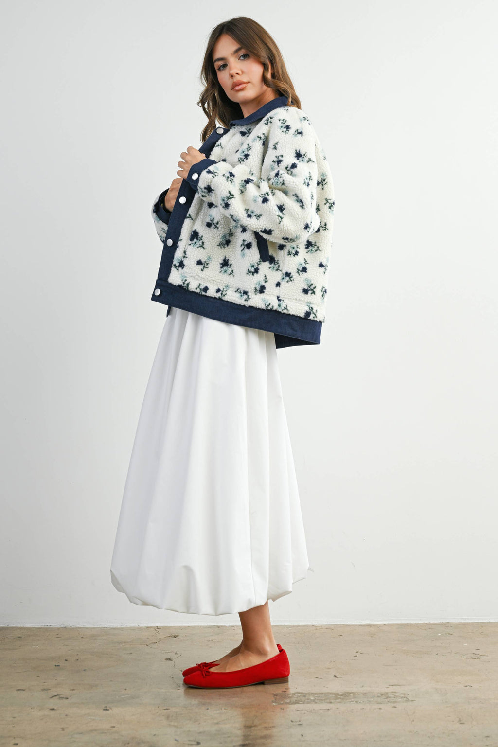 Elaine | Floral Collared Button-Down Jacket
