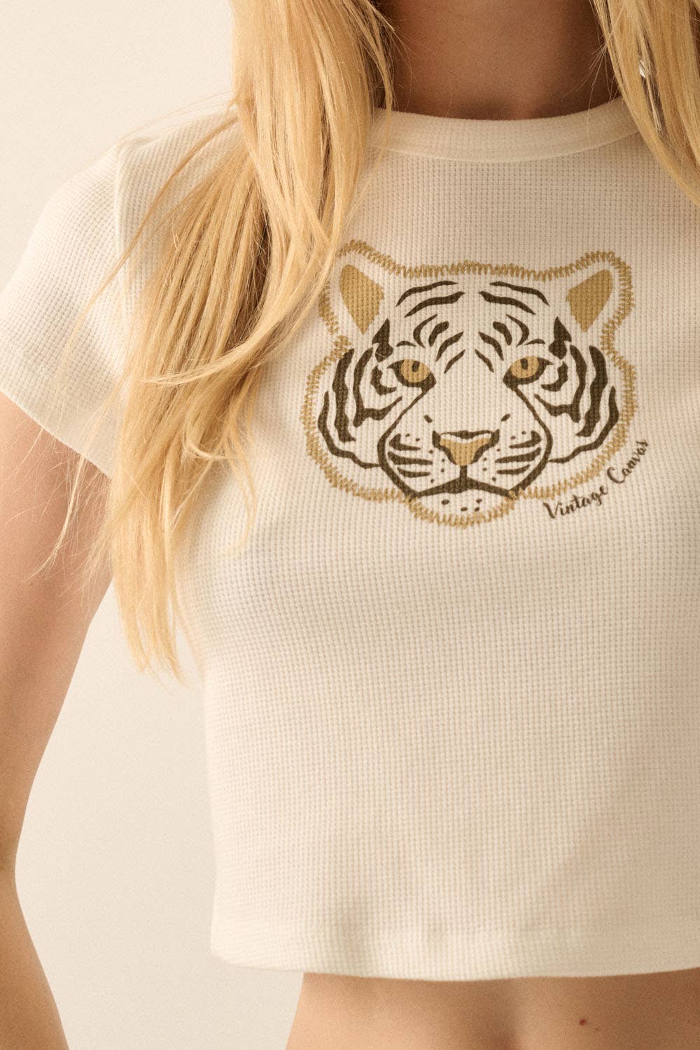 Tiger | Waffle-Knit Crop Graphic Tee