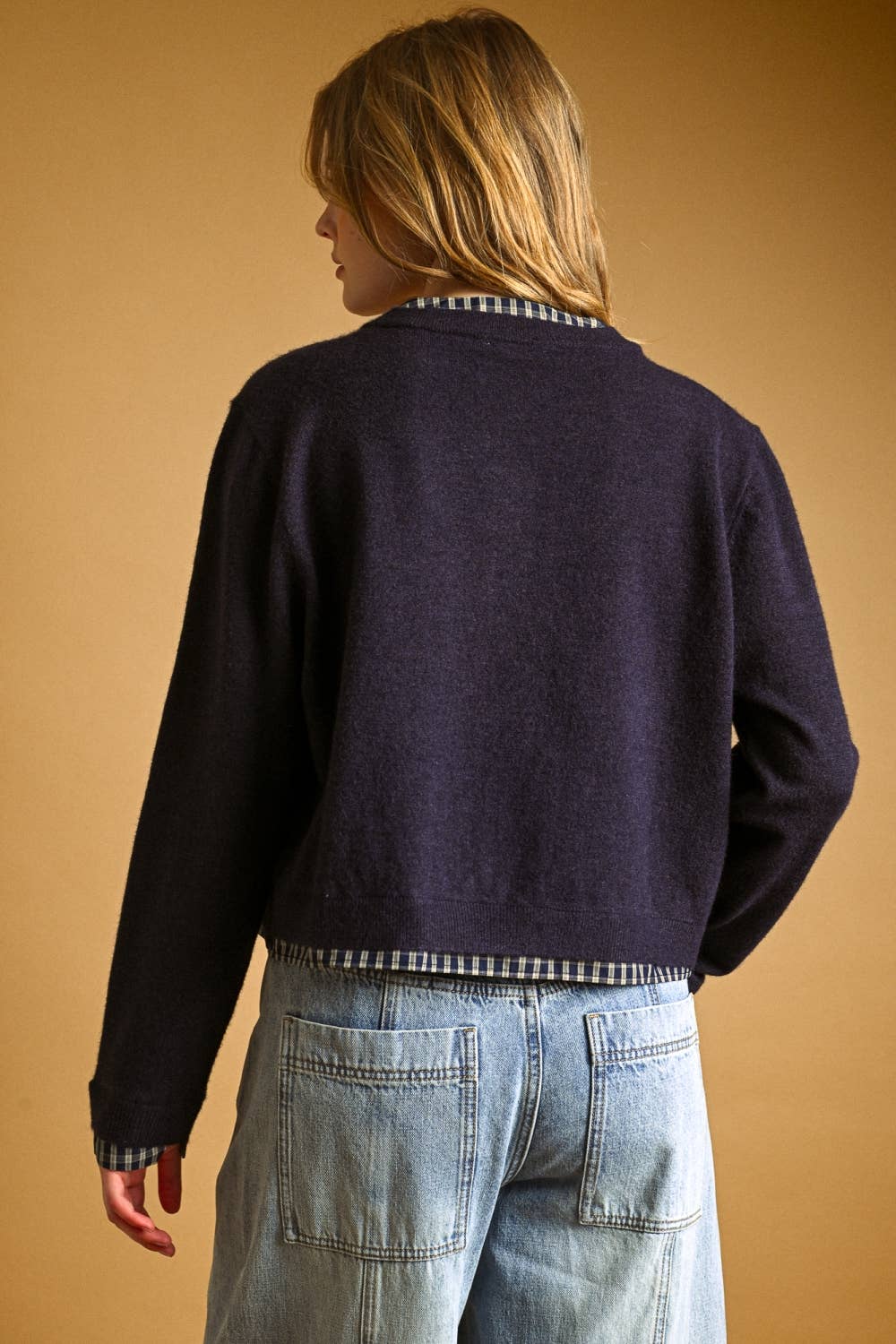 Daphne | Plaid Contrasted Button Front Cardigan