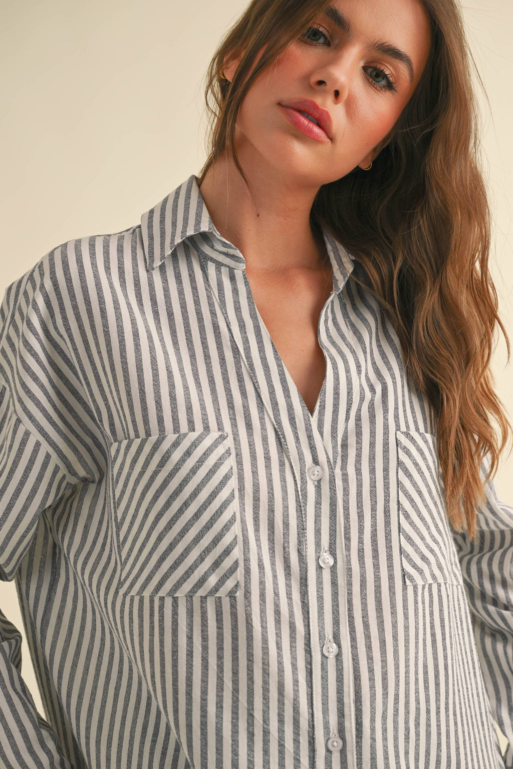Millionaire Mommy | 100% Cotton Striped Pattern Button Down Shirt