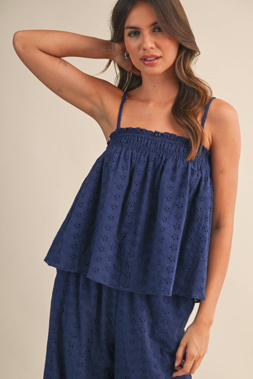 Palmer | Eyelet Top and Wide Pants Set 100% Cotton