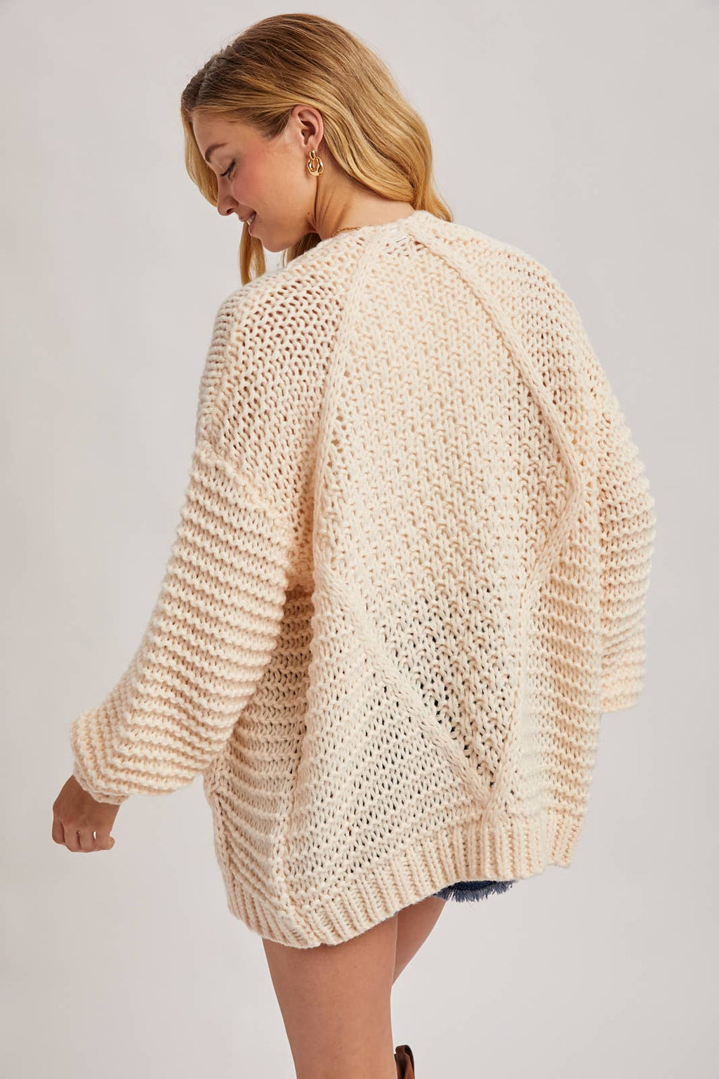 Lori | Chunky Cable Knit Sweater Cardigan