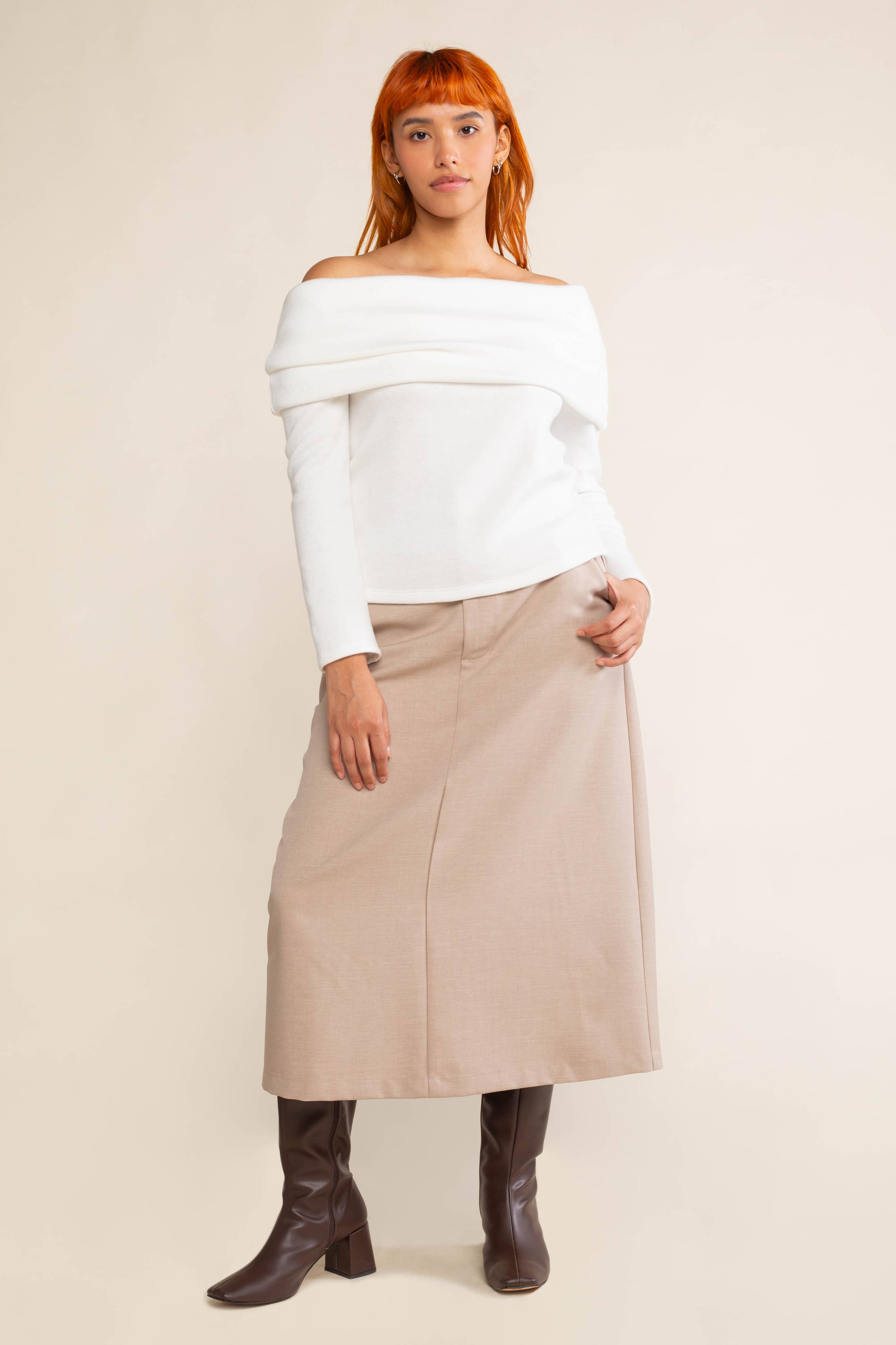 Reece | Heavy Knit Off Shoulder Top