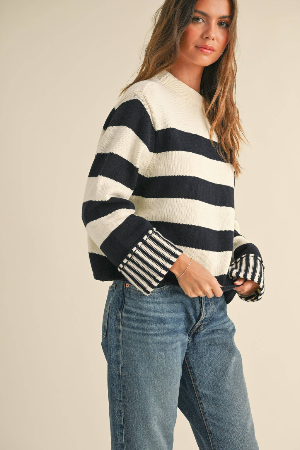 Genevieve | 100% Cotton Striped Sweater