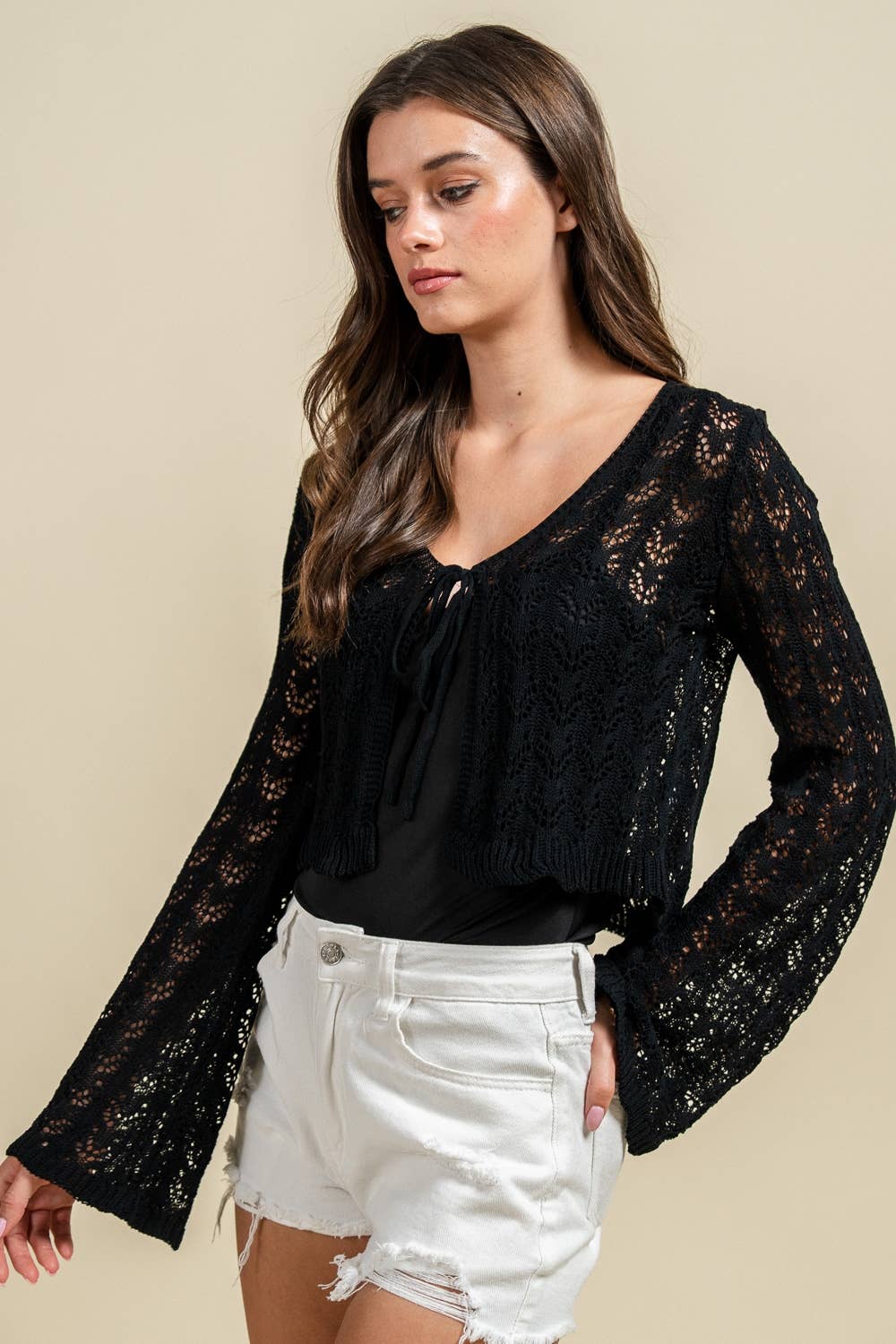 Luna | Crochet Open Knit Crop Cardigan