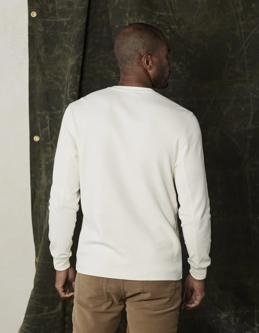 Vintage Thermal Mountain Henley in Ivory 100% Cotton