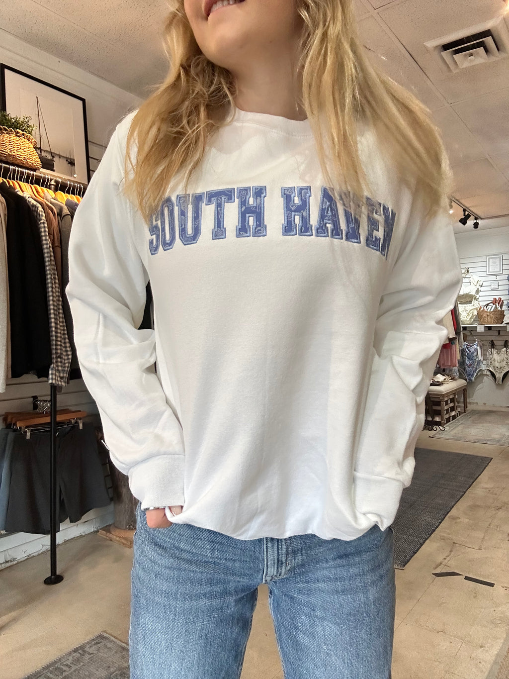 South Haven | Coastal Blue Appliqué Crewneck Sweatshirts