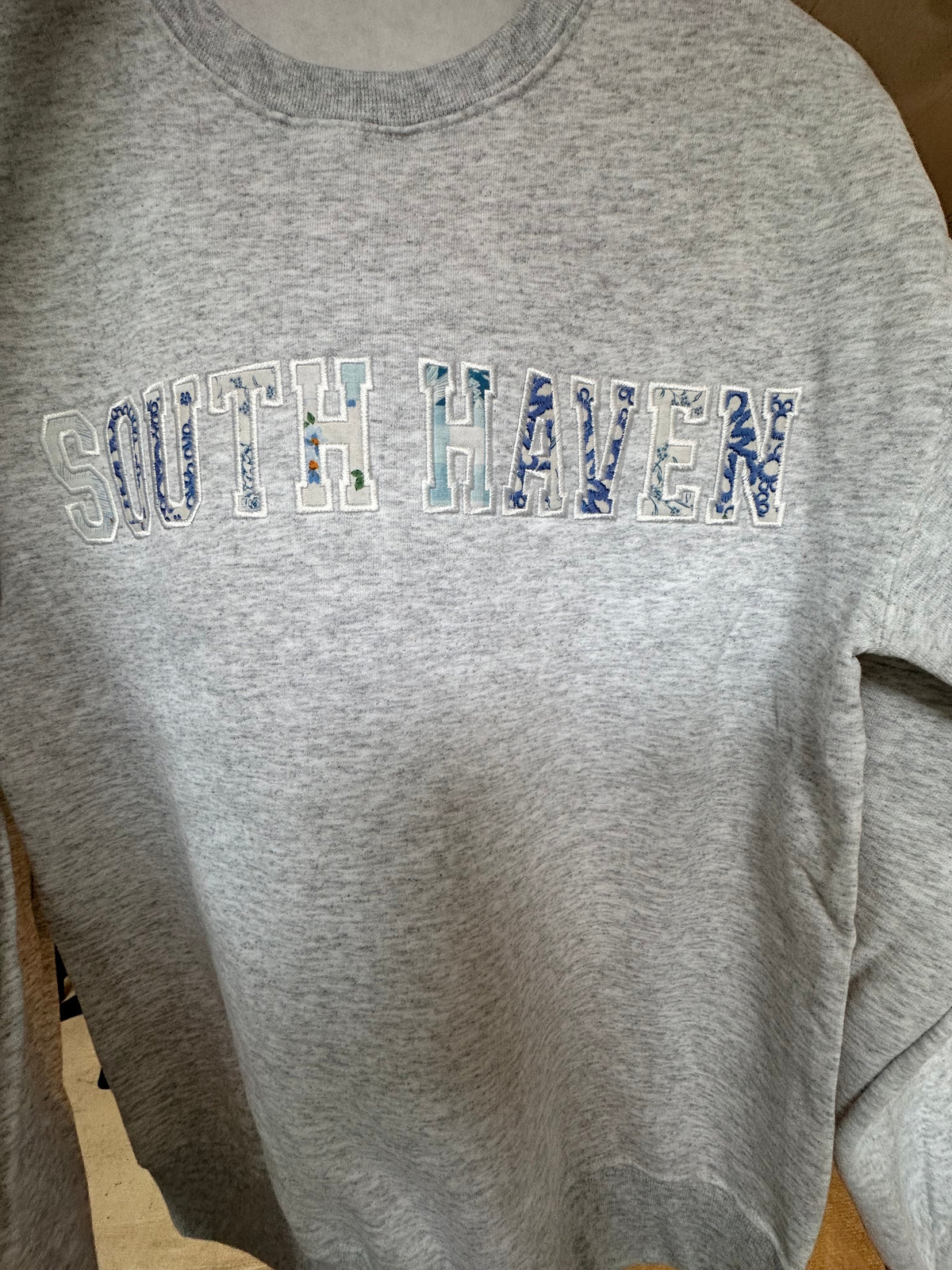South Haven | Blue Patchwork Crewneck Sweatshirts